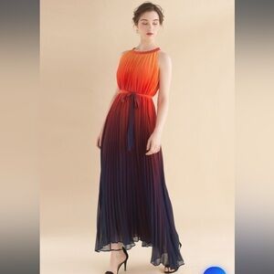CHICWISH Splendor of the Sunset Gradient Pleated Maxi Dress